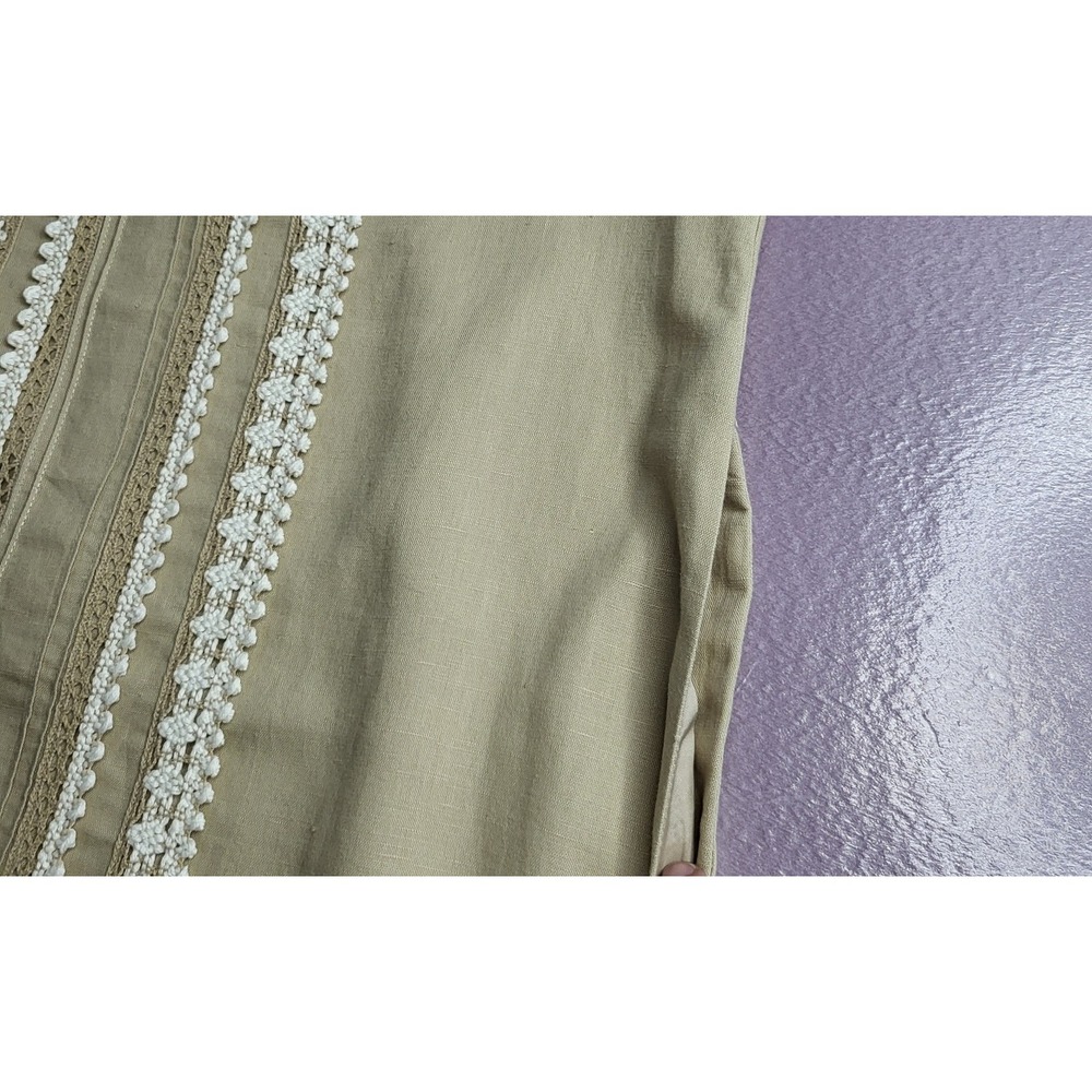 Brooks Brothers‎ Size 6 Beige Linen Cotton Cottagecore Crochet Dress. - Picture 8 of 13